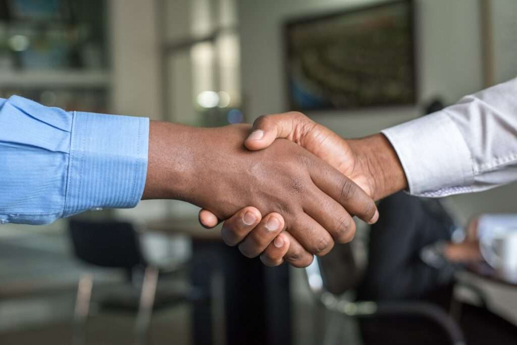 Two person handshaking