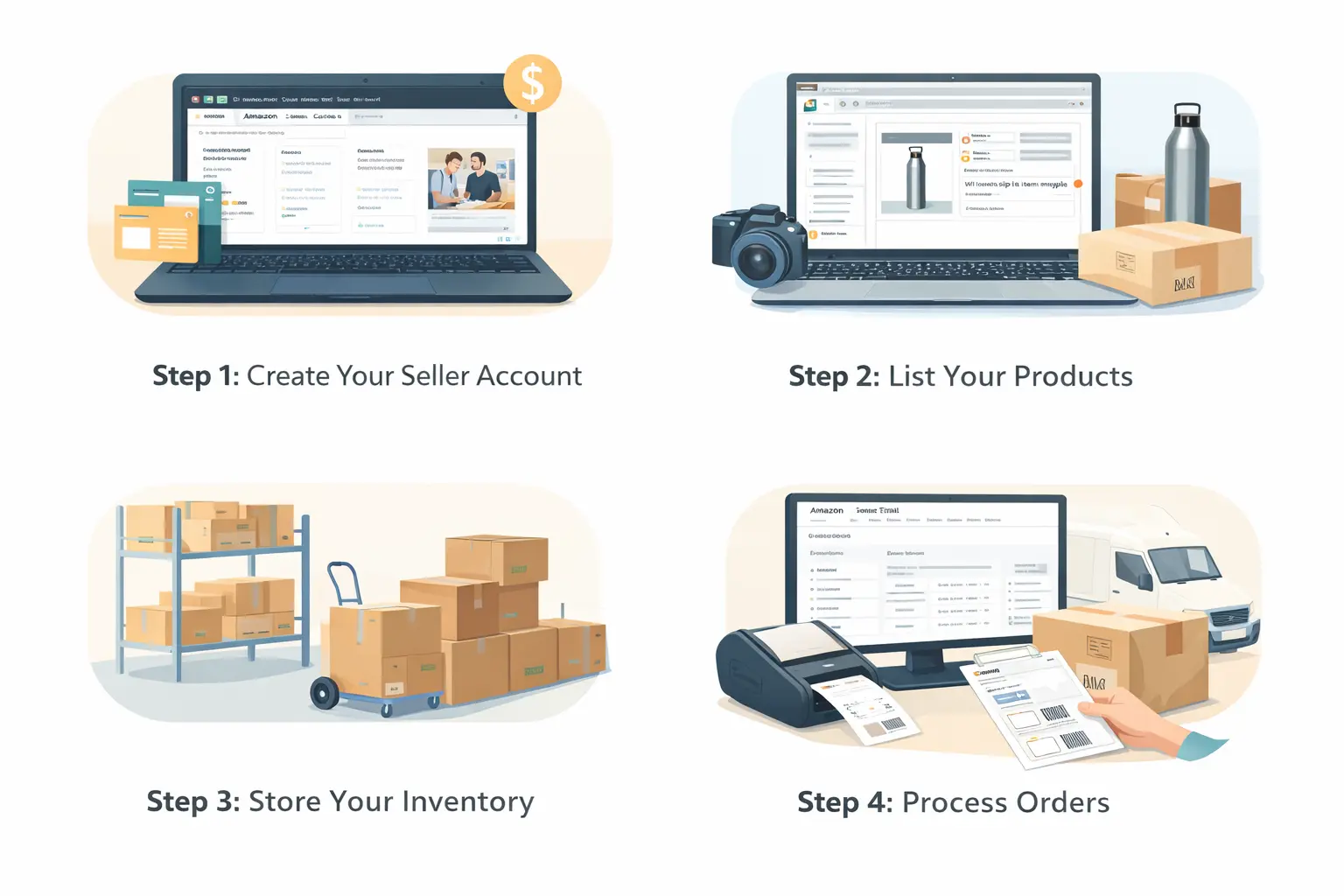 How Amazon Fulfillment by Merchant works step-by-step workflow