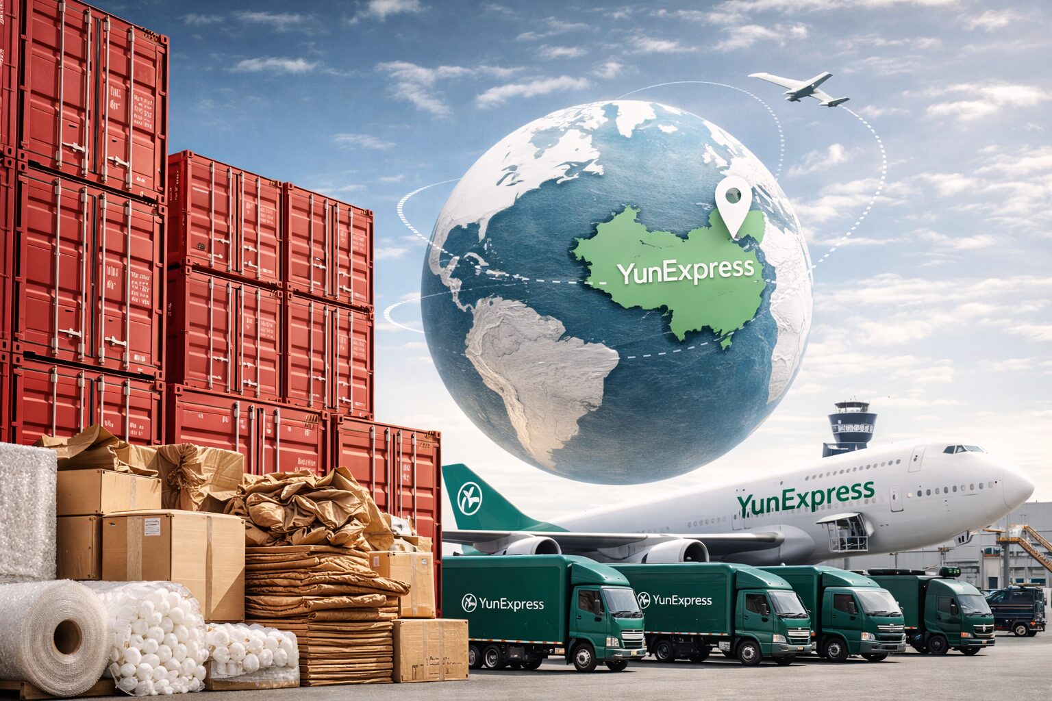 YunExpress international shipping coverage map showing delivery to USA UK Australia Europe