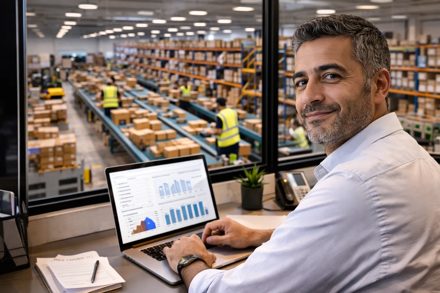 order fulfilment process guide 2026 showing ecommerce seller managing fulfilment operations from warehouse logistics office