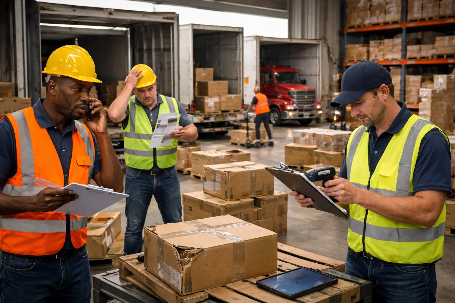 Warehouse staff training session on receiving procedures barcode technology quality inspection and standard operating processes