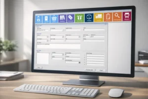 Stock control system dashboard showing real-time inventory levels and alerts