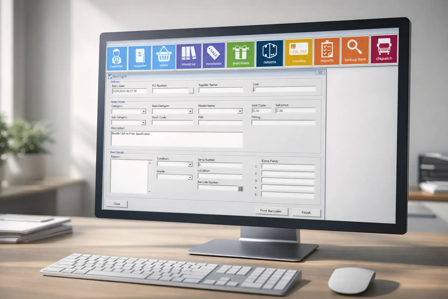 Stock control system dashboard showing real-time inventory levels and alerts