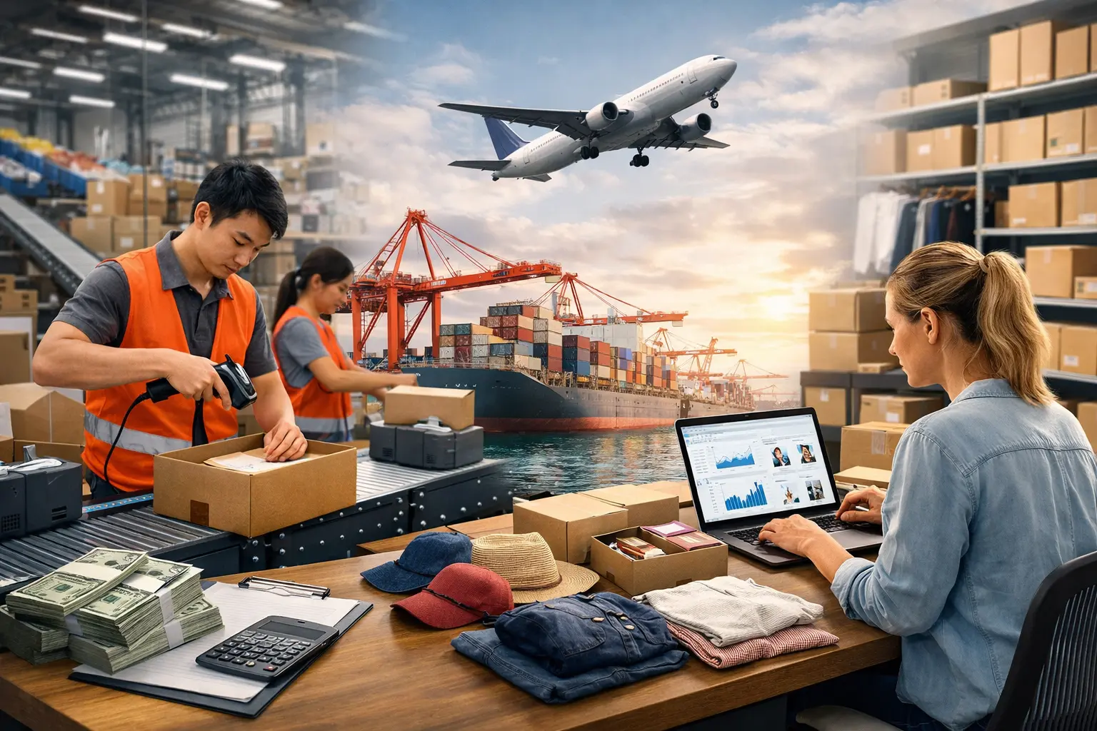 Ecommerce order being packed at china fulfillment services facility