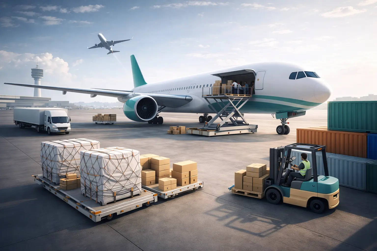 air freight cargo being loaded onto aircraft for China to US shipping