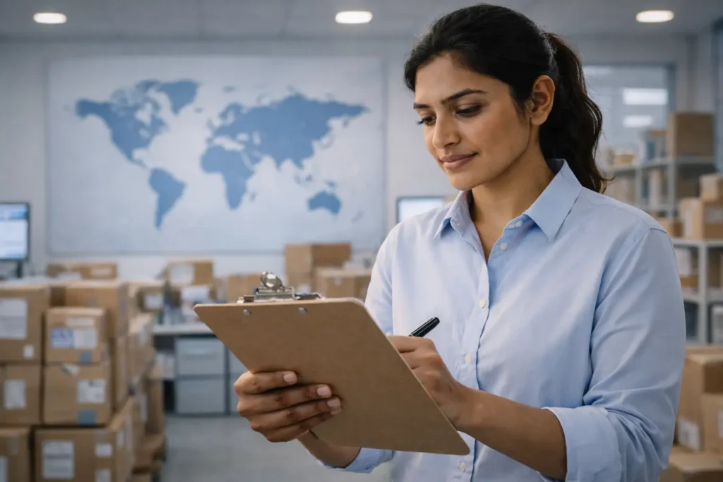 CBP officer assessing import duties USA China section 301 tariffs and customs clearance fees on entry documents