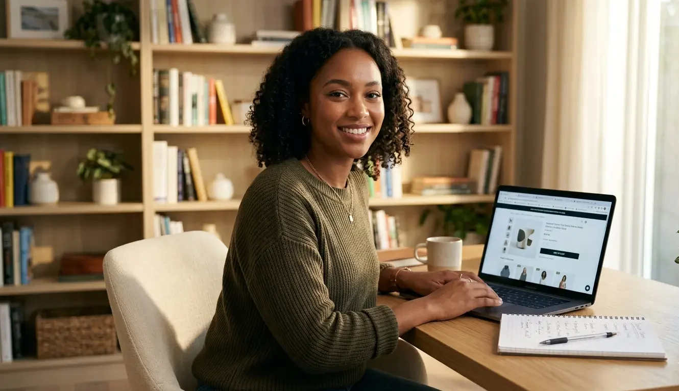 Beginner dropshipper finding AliExpress suppliers for dropshipping by comparing product listings and supplier ratings on a laptop screen