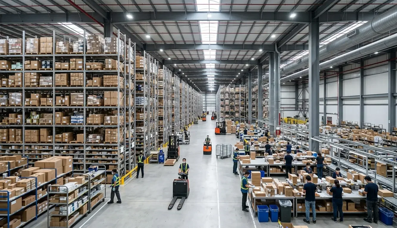 Fulfillmen Shenzhen Hong Kong warehousing solutions facility with systematic racking and ecommerce fulfilment operations