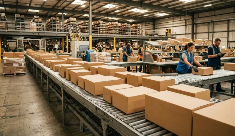 Shein delivery package on doorstep with smartphone showing order tracking app update